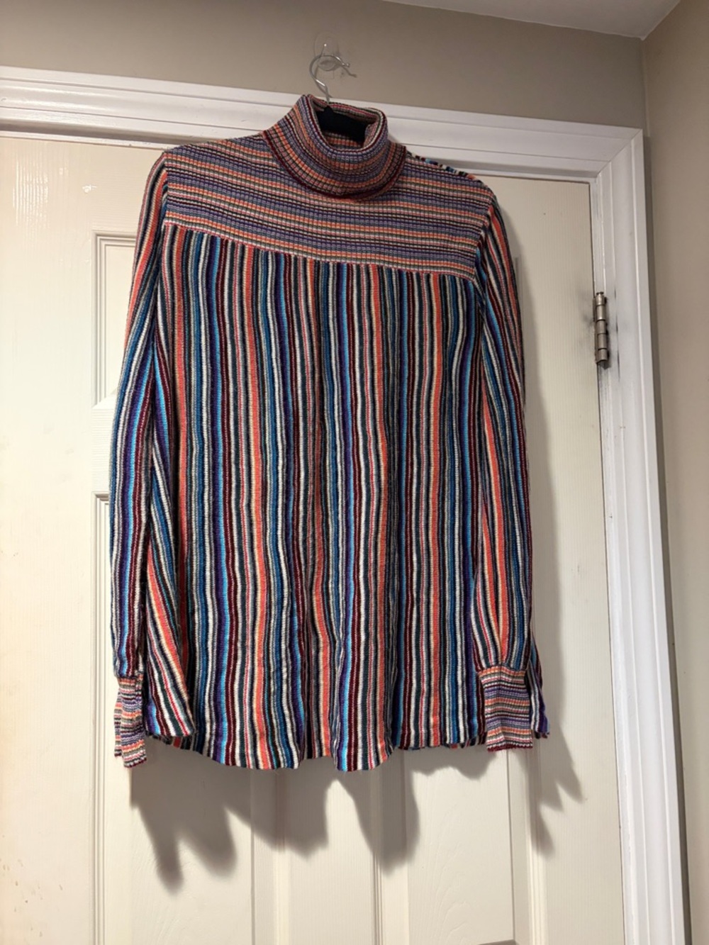 Vintage Striped Turtleneck Sweater in Multi XL